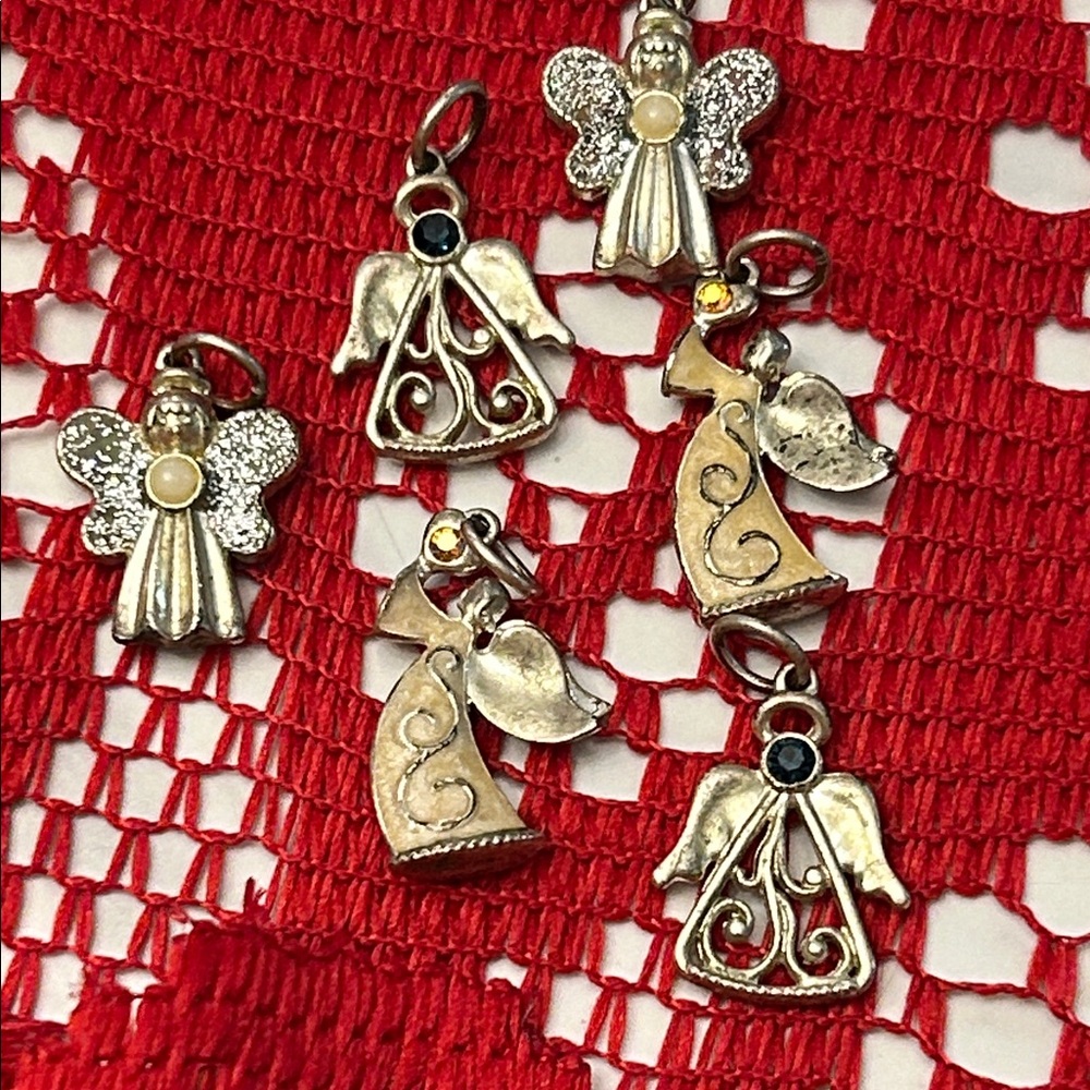 Vintage Silver Angel Charms set of 6